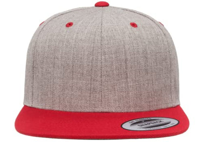 Yupoong Classics 6089 Wool-Blended Snapback Cap Bundle w/Cap Catcher - color: Heather/Red