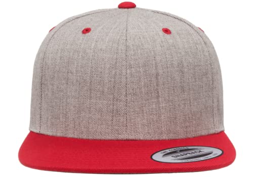 Mrlahat 6089 Yupoong Yp by Flexfit 6-Panel Structured Flat Visor Classic Snapback Cap with Black Bandana - color: Heather / Red