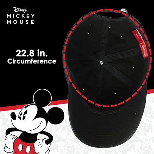 Disney Mickey Mouse Embroidered Cotton Adjustable Dad Hat with Curved Brim - color: Black