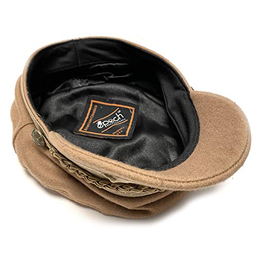 EPOCH Men's Greek Fisherman Sailor Fiddler Winter Wool Driver Hat Flat Cap - color: Khaki, size: Small-Medium