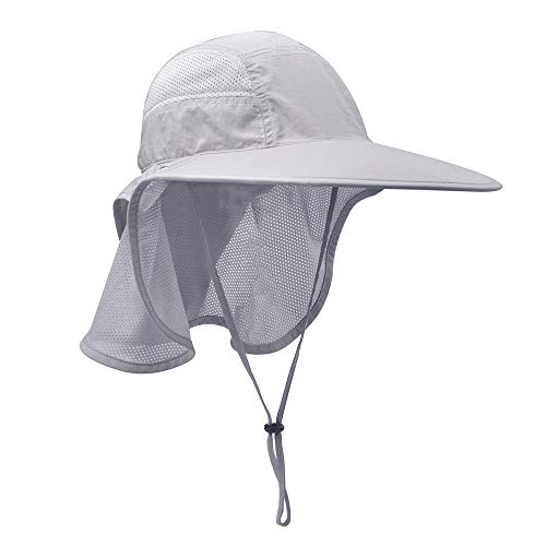 Unisex Outdoor Activities UV Protecting Sun Hats with Neck Flap - color: .Light-grey
