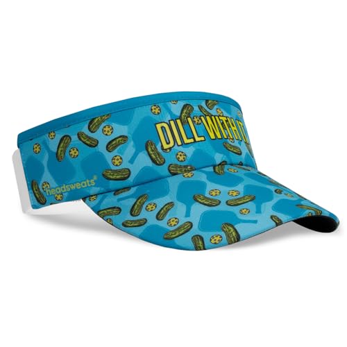 Headsweats Unisex Adult Lightweight Performance Running Sun Visor - color: Blue/Dill With It
