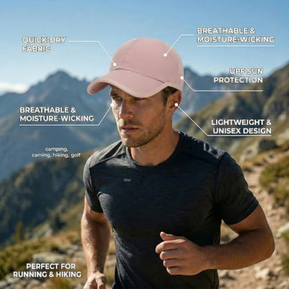 HH HOFNEN Quick Dry Baseball Hat Unstructured Athletic Golf Cap Women Men - color: 1-pink