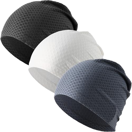 WTACTFUL 3-Pack Breathable Cooling Skull Cap for Men & Women Summer - color: Black+white+blue