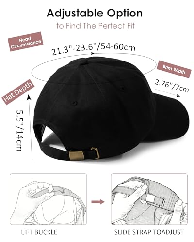 Lvaiz Womens Satin Lined Baseball Cap Washed Cotton Adjustable Dad Hat - color: Black