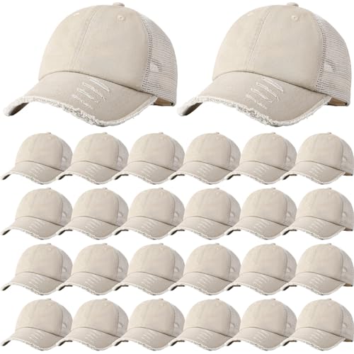 Suhine 24 Pcs Blank Trucker Hat Bulk,Unisex Baseball Cap - color: Light Khaki