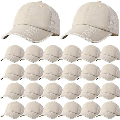 Suhine 24 Pcs Blank Trucker Hat Bulk,Unisex Baseball Cap - color: Light Khaki