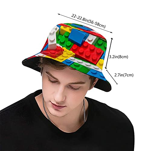 Dinosaur Skeletons Bucket Hat Fisherman Hat Beach Travel Sun Hat Outdoor Cap for Unisex Men Women - color: Plastic Toy Blocks