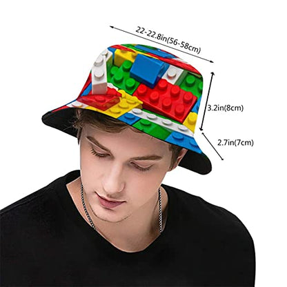 Dinosaur Skeletons Bucket Hat Fisherman Hat Beach Travel Sun Hat Outdoor Cap for Unisex Men Women - color: Plastic Toy Blocks