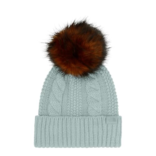THE NORTH FACE Women's Oh Mega Fur Pom Beanie | Deep Fit Cuffed Winter Hat With Oversized Faux-fur Pom & Cable Detailing - color: Muted Pine