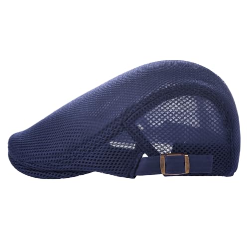 VOBOOM Men Mesh Newsboy Flat Cap Ivy Cabbie Newsboy Cap - color: Navy