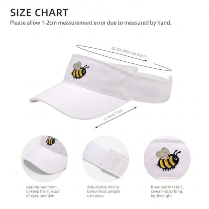 Embroidered Adjustable Sun Visor for Women Men Outdoor Golf Tennis - color: Cute Bumble Bee/White