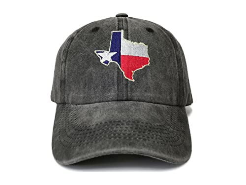 America State City Flag Hats - color: Texas Map Flag (Washed Black)