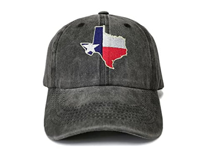 America State City Flag Hats - color: Texas Map Flag (Washed Black)