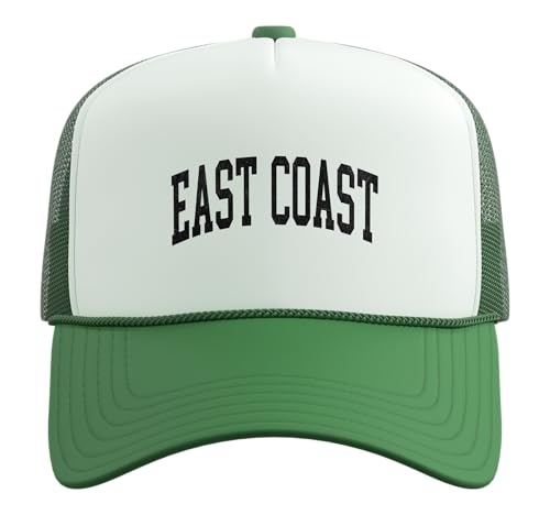 East Coast Vintage Style Trucker Hat with Adjustable Mesh Back - color: Kelly Green/White