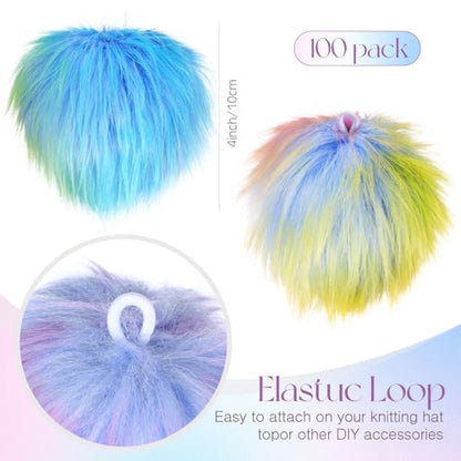 Tatuo 16 Pcs Faux Fur Pom Poms for Hats, Colorful - color: Colorful