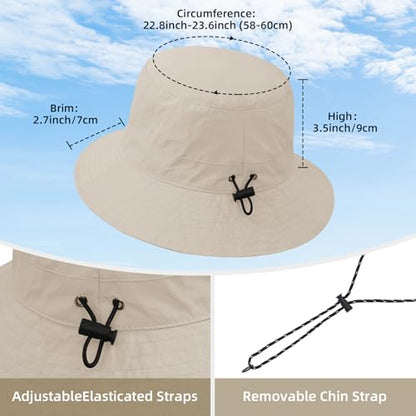 Durio Waterproof Bucket Hats for Woman UPF 50+ Sun Hat - color: Beige