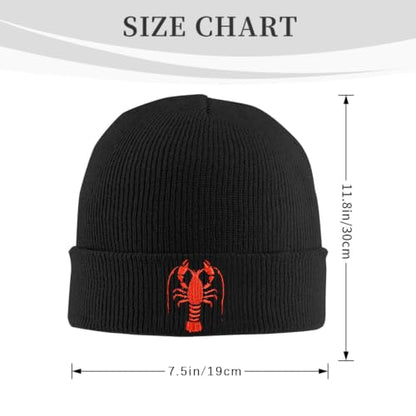 Black Beanie Hat for Men Women Embroidered Knit Winter Beanies Cap - color: Crawfish