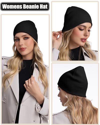100% Cotton Beanie Hat Cuffless Beanies Warm Knit Winter Skull Cap - color: 1pcs-black