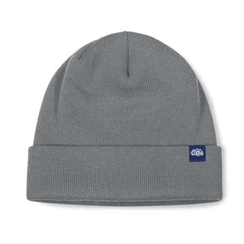 CLAPE Cuff Rolled Beanie for Men Women, Soft Knit Winter Hat Double-Layer Warm Ski Skull Cap Stretch Fit - color: Clkh02-gray