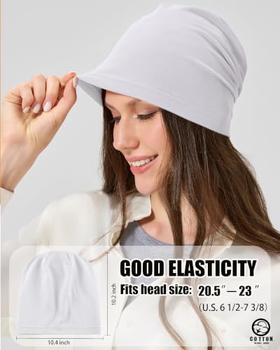ROYBENS 100% Cotton Thin Slouchy Beanie Hat Women Men Lightweight Chemo Cap - color: 1pcs-white