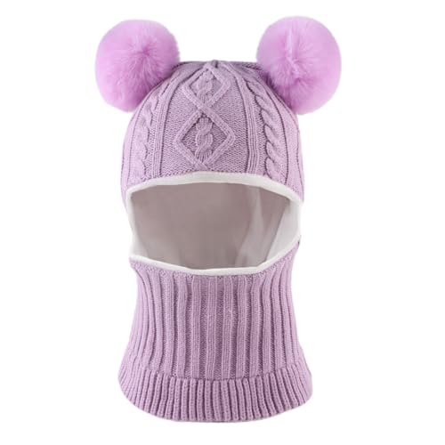 JANGANNSA Winter Baby Knit Hat Scarf Kids Boy Girl Hood Hat Toddler Beanie - color: Lilac, size: 6-36 Months