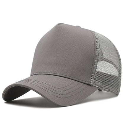 Oversize XXL Mesh Trucker Hat for Men Big Head High Crown Baseball Cap - color: Grey