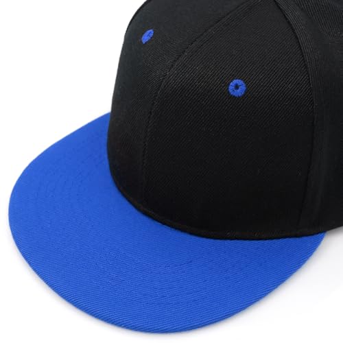 Snapback Hat Flat Bill Visor Hats Adjustable Hip Hop Baseball Cap for Women Men - color: Black Deep Blue
