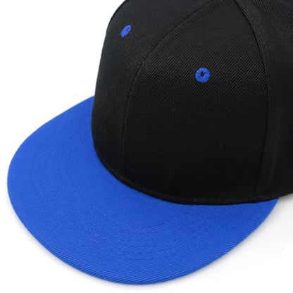 Snapback Hat Flat Bill Visor Hats Adjustable Hip Hop Baseball Cap for Women Men - color: Black Deep Blue