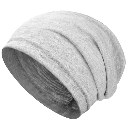 100% Cotton Summer Beanie for Men Women, Thin Soft Slouchy Beanies - color: 1pcs-light Gray, size: Medium