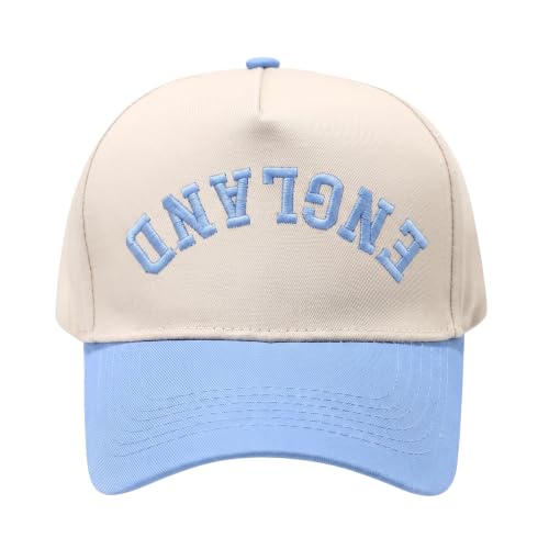 Upside Down Canada Baseball Cap, Embroidered Retro 5-Panel Snapback Hat for Men Women, Casual Streetwear Two-One Trucker Hat - color: England Blue