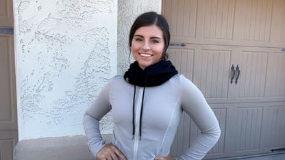 Unisex Sporty Snood Hat with drawstring Hood Scarf Neck Warmer Winter Balaclava Hood - color: Black