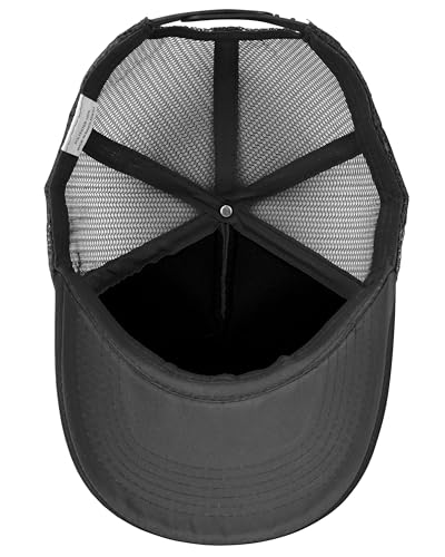 Gelante Polyester Foam Front, Mesh Back 5 Panel Sublimation Trucker Baseball Cap Snapback Hat - color: Black