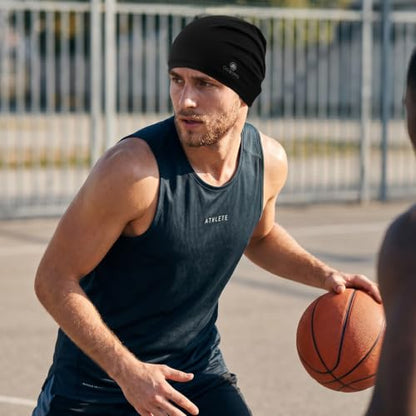 Ocatoma Cooling Skull Cap for Men,Sweat Wicking Breathable Helmet Liner - color: Black+black+gray