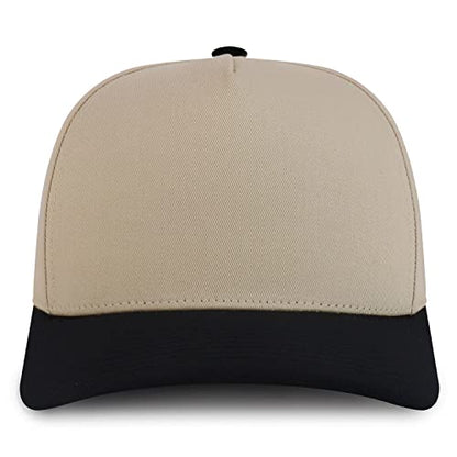 Trendy Apparel Shop Premium High Crown Cotton 5 Panel Pro Style Cap - color: Black Stone