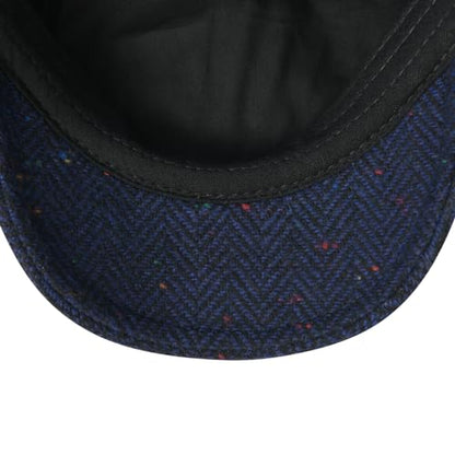 FEINION Men Wool Blend Flat Cap Tweed Newsboy Ivy Hat - color: Flecked Navy