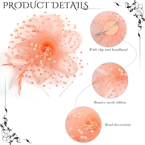 Yaomiao 5 Pcs 1920s Tea Party Accessories Fascinator Hat Gloves - color: Champagne