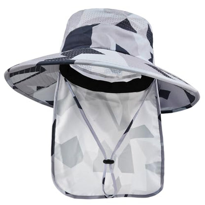 ZOORON Sun Hats for Men Women with Neck Flap Fishing UPF 50+ UV Protection - color: Camo Light Grey