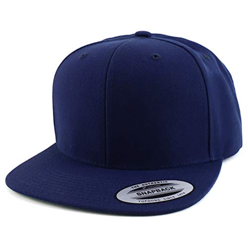 Trendy Apparel Shop Oversize XXL Structured Blank Flatbill Snapback Cap - color: Navy, size: XX-Large