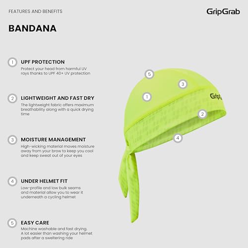 GripGrab Summer Cycling Bandana UV Protection Under Helmet Headwrap - color: Yellow Hi-vis