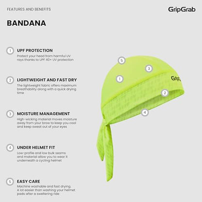 GripGrab Summer Cycling Bandana UV Protection Under Helmet Headwrap - color: Yellow Hi-vis