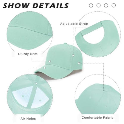 ZH Plain Adjustable Baseball Cap - Lot of 12 Unisex Blank Design Caps - color: Aqua Green