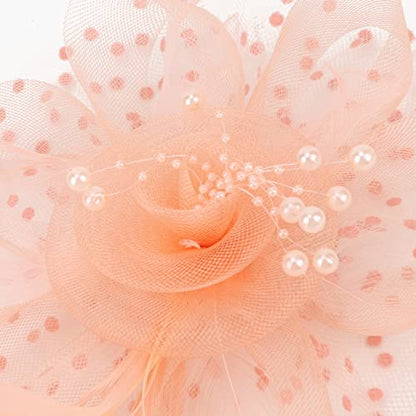 AQOKKA Women Fascinators Hats Flower Fascinators with Headband and Clip Tea Party Headwear for Women and Girls - color: 1 Pc 7" Diameter / Champagne