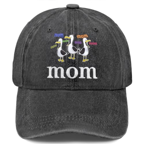 Embroidered Vintage Washed Cotton Baseball Cap for Men Women Adjustable Hat - color: Mom Seagull
