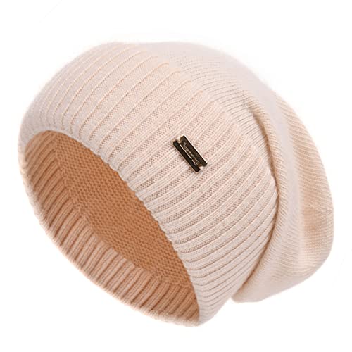 jaxmonoy Slouchy Beanies for Women Winter Lightweight Ladies Knit Hat Cuffed Soft Warm Slouch Beanie Cap - Brown - color: Beige
