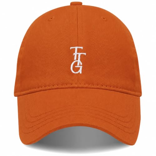 Kids Washed Cotton Baseball Cap, Unstructured Adjustable Toddler Hat for Boys & Girls - color: Orange