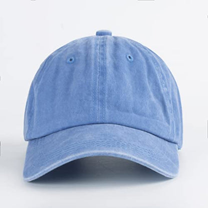 LANGZHEN Unisex Baseball Cap 100% Cotton Fits Men Women Washed Denim Adjustable Dad Hat - color: Washed-sky Blue