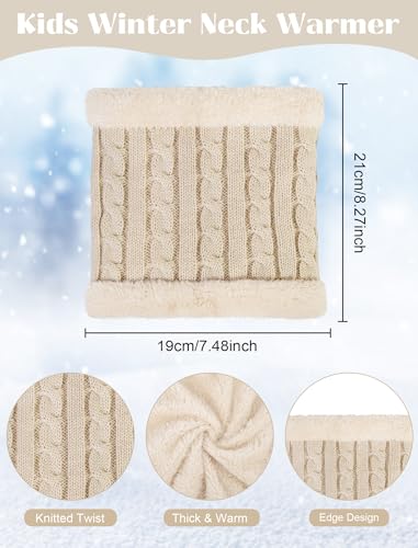 Kids Winter Hat Gloves Scarf Set, Boys and Girls Beanie Hat - color: Beige