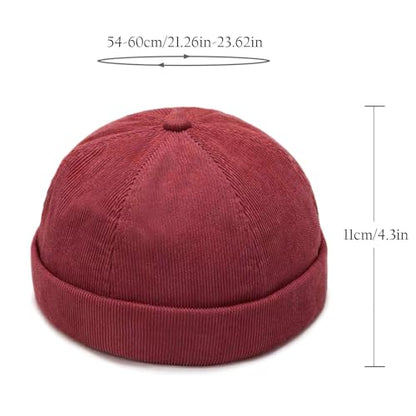 Unisex Stylish Rolled Cuff Skull Cap Adjustable Brimless Hat - color: Wine Red