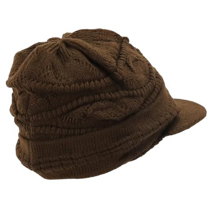 Armycrew Rasta Jamaica Style Thick Acrylic Knit Cuff Beanie Visor - color: Brown
